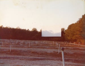 Parking lot and screen at the Lake Lanier Drive-In. Photo from the late 70's.