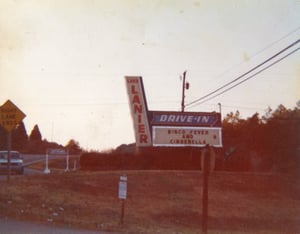 The marquee at the Lake Lanier Drive-In. Photo from the late 70's.