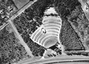 Aerial view of the Moon Lit Drive-In from 1975. Image is from the Georgia Department of Transportation.