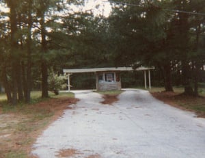 entrance road and Ticket booth at Moonlit Drive-in Conyers, Ga