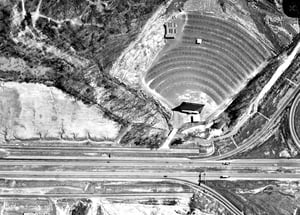 Aerial view of the Northeast Expressway Drive-In from 1966. Photo from the Georgia DOT.