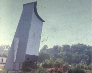 Photo taken as drive-in was being demolished for new Columbus Tech campus