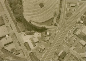 Zoom up aerial view of part of the Scott Drive-In from 1975. Photo from the Georgia Department Of Transportation.