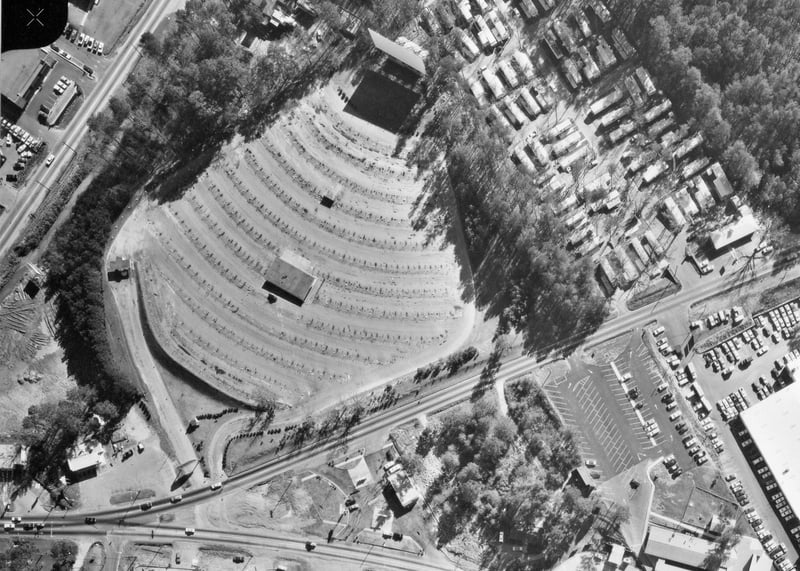 Aerial view of the Scott Drive-In from 1966. Photo from the Georgia Department of Transportation.