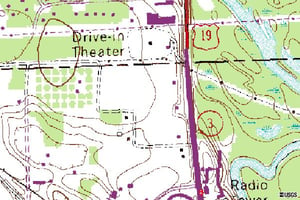 topographical picture of the Slappy Drive-in