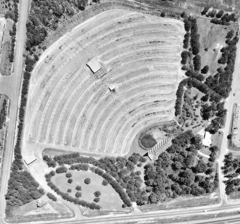 Aerial view of the South Expressway Drive-In from 1972. Photo from the Georgia Department Of Transportation.