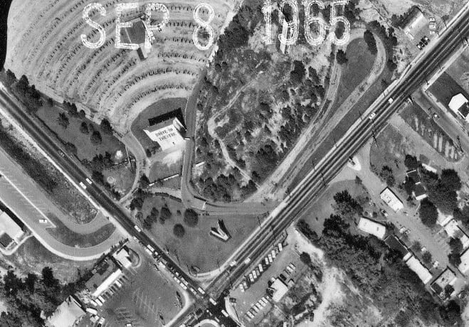 Aerial view showing part of the Stewart Drive-In from 1965. Photo from the Georgia Department Of Transportation.