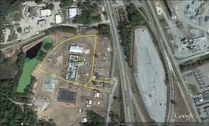 Google Earth image showing outline of former site