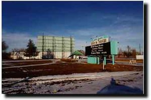 wintertime pic of marquee and back of screen