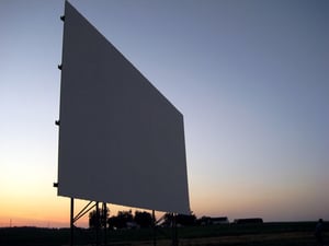 Photo of the screen at sunset.