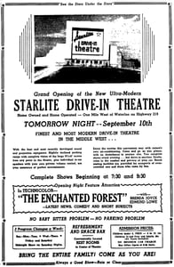 Starlite grand opening ad dated Sept. 9, 1947