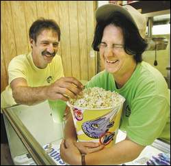 Phil Radosevich, 47, and his sister, Nina Finch, 51, built Sunshine Mine Drive-In on an old coal-mining site west of Centerville. This is its first summer in business.

