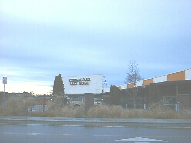 screen now being used as a sign for a self storage company