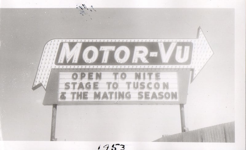 Motor-Vu Drive-In sign in Mountain Home, Idaho when owned by the A.J. Devlin