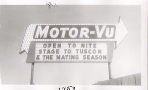 Motor-Vu Drive-In sign in Mountain Home, Idaho when owned by the A.J. Devlin