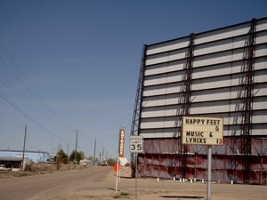 Back of main screen structure from street