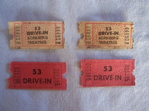 53 Drive-in ticket stubs.