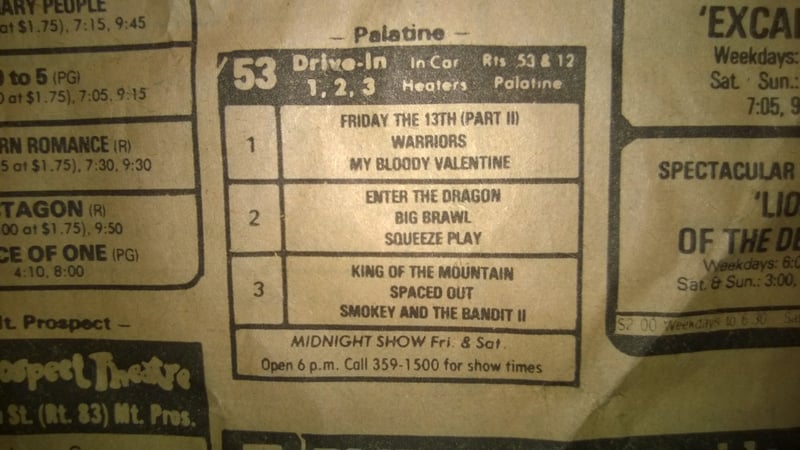A clipping from the Daily Herald from 1981 with the showtimes