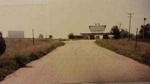 Wide shot of the 53 Drive-In entrance. 2 photos taken to create 1 wide shot.