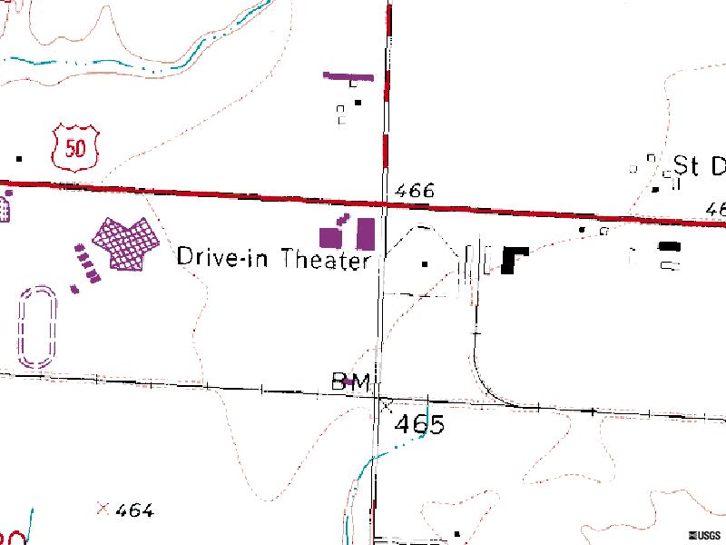 TerraServer map of former site-SE corner of Old US-50 and Drive-In Rd 800 E