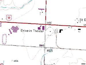 TerraServer map of former site-SE corner of Old US-50 and Drive-In Rd 800 E
