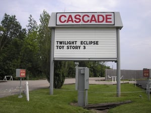 Sign in front of Cascade Drive-In.