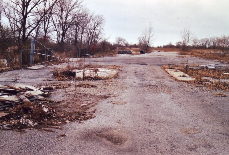 concrete slab of torn down ticket booth