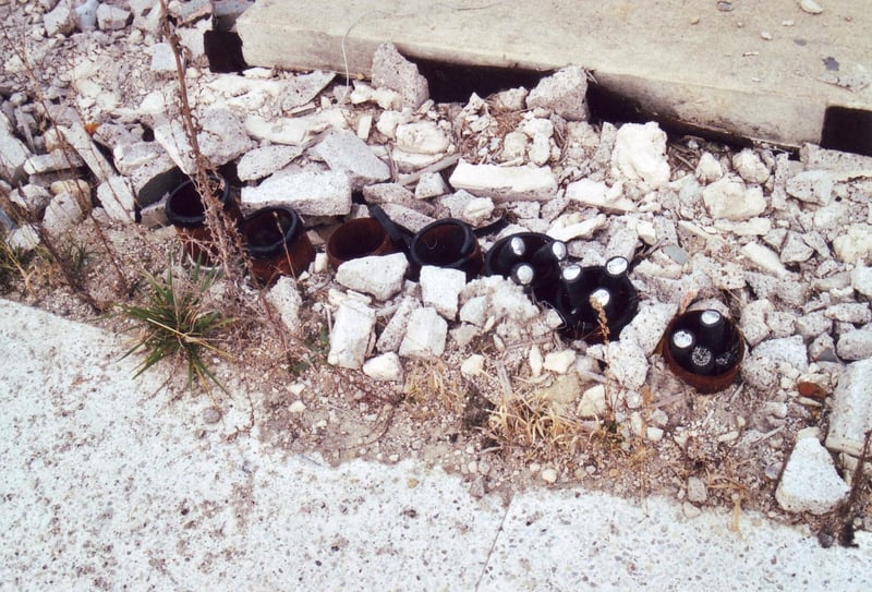 Cut off power cables behind former concession building