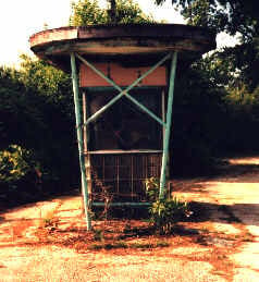 Ticket booth, which is full of junk. Where do they sell the tickets???