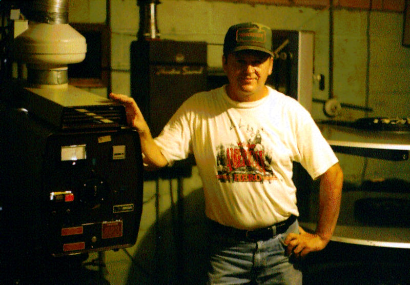 Mike Glass in the projection booth.