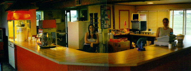 Jeanie Glass (right) and daughter, Jennifer, keep watch in the snack bar.