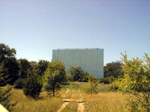 Crystal Lake screen, from overgrown access road