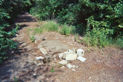 Foundation remains of the ticket booth.