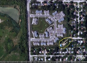 aerial view updated after condos went in only thing left building in back unsure what it was used for its now waterworks building and exit road still exists.