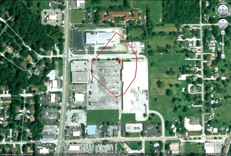 aerial view of former site
