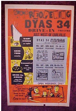 1950's looking poster with 1962 movie listing attached.