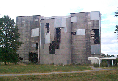 the back of the screen tower as it was falling apart in the last few years before they tore it down.