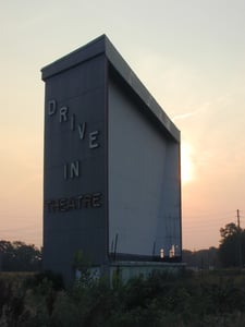 Screen tower at sundown