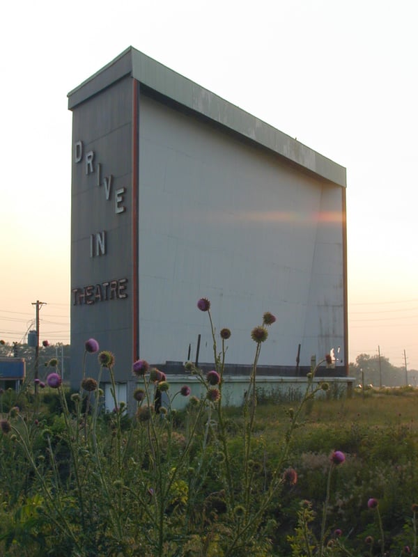 Screen tower with Vaudeville stage at base