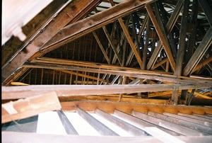 This picture is looking up into the screen tower from inside, pretty cool. Lots of wood.