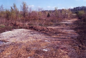 Area behind the ticket booths. A cluster of speaker poles can be seen in the distance on the right