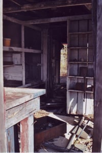 A peek into the "tower" of the ticket booths where supplies have been stored
