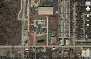 Google Earth image with former site outlined
