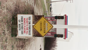 Ticket booth at Harvest Moon.  This has traffic signals to control entrance of ines of vehicles on both sides of booth.  Electrical cable from new wind generators connects to existing lines at ticket booth.