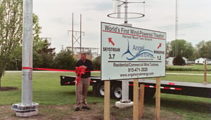 Harvest Moon Drive In  Sign Describing Angel Wind Energy Wind Generators at Harvest Moon Drive - In