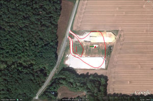 Google Earth image with outline of former site