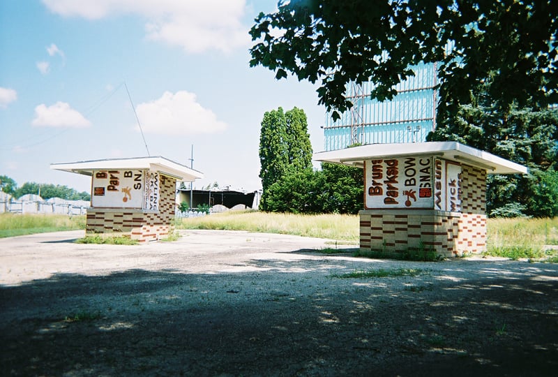 Closeup of ticket booths.