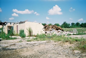 Another view of projection/concession building remains.