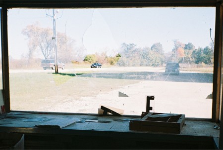 View from inside the dusty ticket booth.