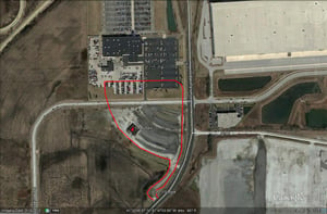 Google Earth image with outline of former site